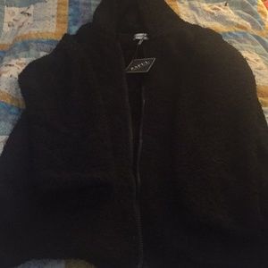 Very soft black zip-up fuzzy coat/ jacket